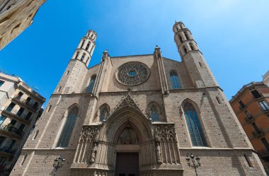 Cephe santa maria del mar Kilisesi Barcelona, İspanya