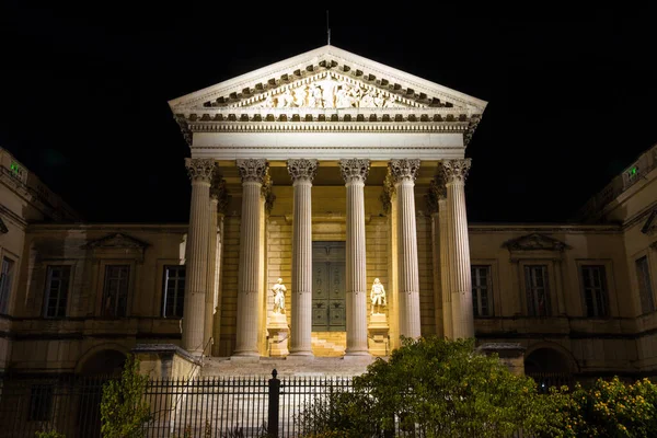 Tribunal Apelación Montpellier Francia Por Noche Visto Desde Rue Foch — Foto de Stock