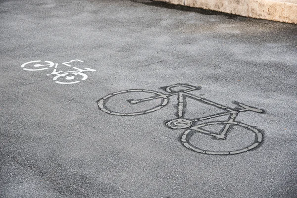 Schild auf Radweg — Stockfoto