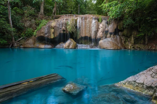 Waterfall in deep forest , Erawan waterfall National Park — Stock Photo, Image