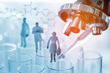 mikroskop ve laboratuvar test tüpü, bilim araştırma konsepti