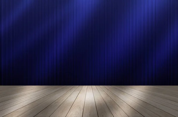 Синій сценічний фон завіси зі світлим променем — стокове фото