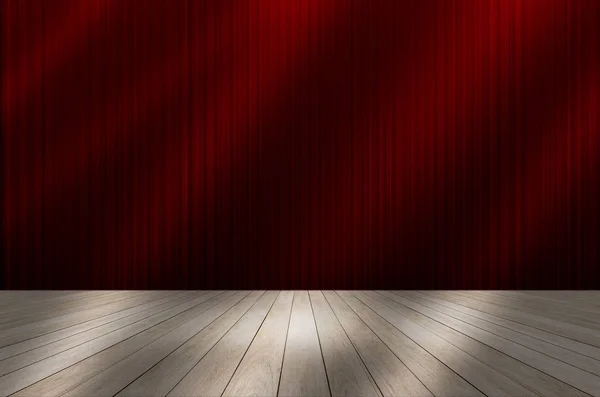 Red curtain stage background with light beam — Stock Photo, Image