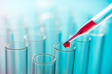 Bilim laboratuarı test tüpleri, laboratuvar ekipmanları.