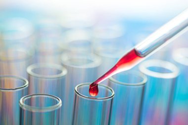 Bilim laboratuarı test tüpleri, laboratuvar ekipmanları.