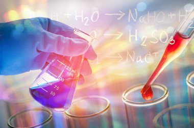 laboratuvar test tüpleri, laboratuvar ekipmanları tutan bilim el