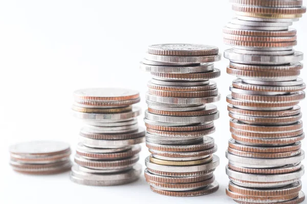 Coins stack on white background — Stock Photo, Image