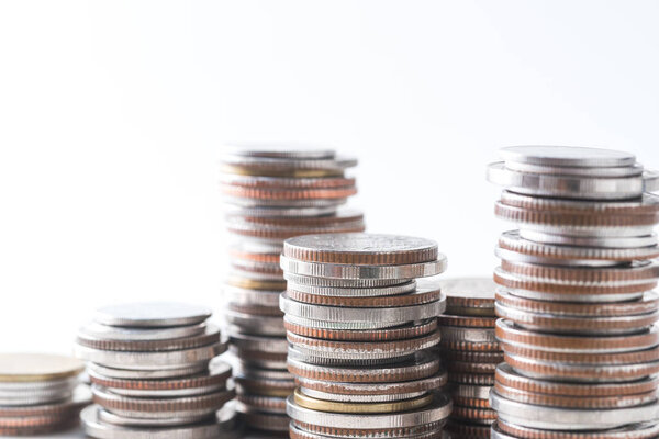 coins stack on white background