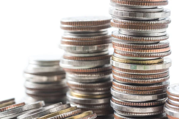 Coins stack on white background — Stock Photo, Image