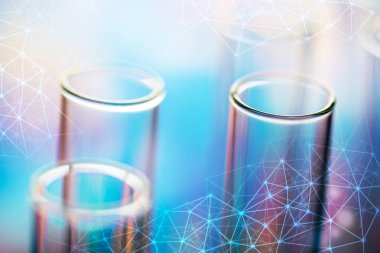 Bilim laboratuarı test tüpleri, laboratuvar ekipmanları.