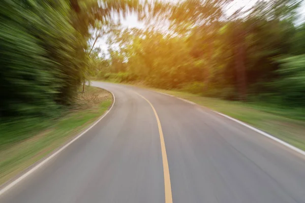 Moving road in to the forest - motion blur — Stock Photo, Image