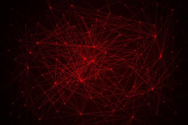 Birçok çizgi ve nokta bağlantısının kırmızı arka plan