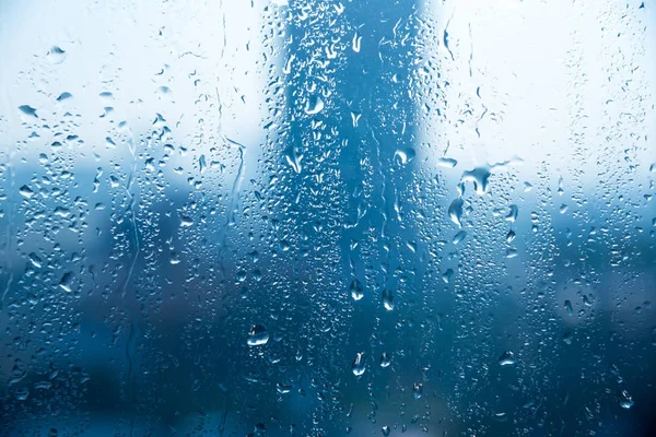 Natural water drops on glass window — Stock Photo, Image