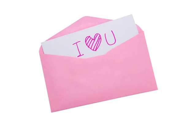 Lettera d'amore bianca in busta rosa, speciale per coppia amante i — Foto Stock
