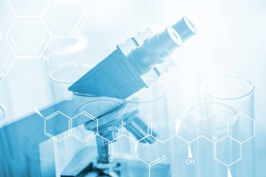 mikroskop ve bilim laboratuvar test tüpü çift pozlama
