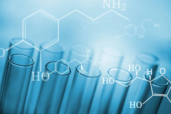 Tubo de ensaio de laboratório de ciências com ligação intermolecular — Fotografia de Stock