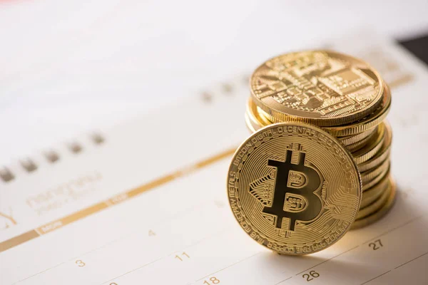 Cryptocurrency 골든 Bitcoin, Litecoin, 테리 동전 — 스톡 사진