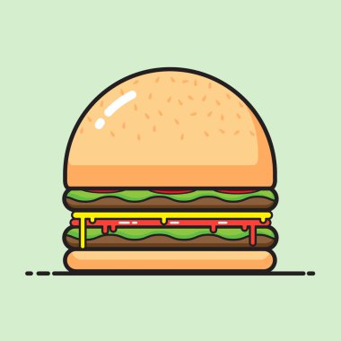 Yeşil renkli vektör karikatür tasarım Burger.