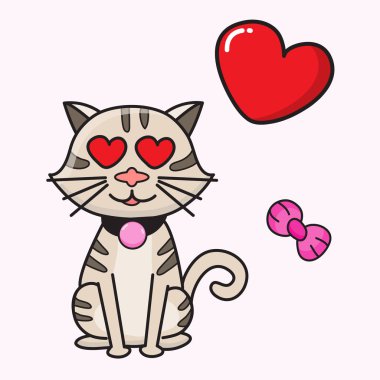 Sevgililer günü için kedi aşık vektör karikatür.