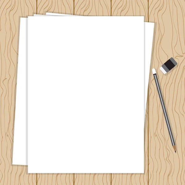 White paper on wood background. — Stock Vector