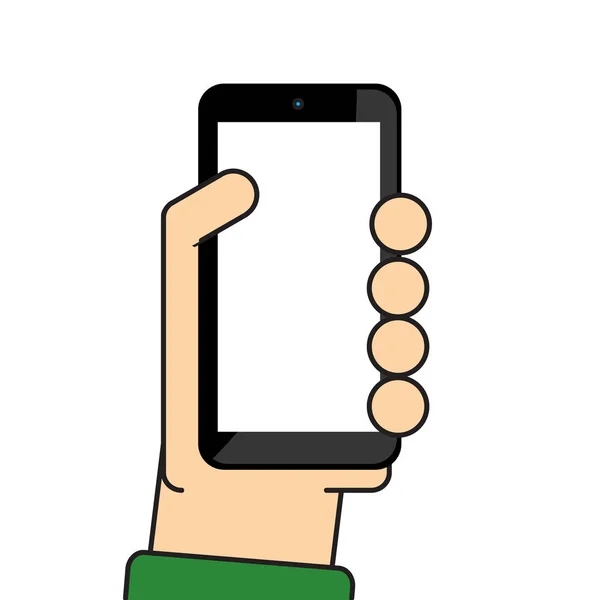 Handen håller mobila vektor tecknad design. — Stock vektor