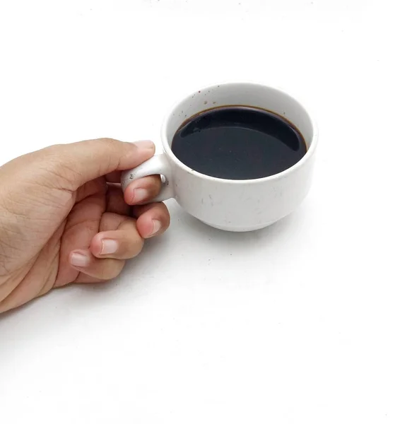Czarna kawa na białym tle — Zdjęcie stockowe