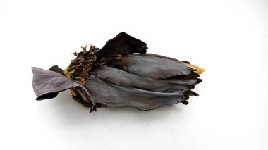 Beyaz arkaplanda muz çiçeği.