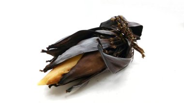 Beyaz arkaplanda muz çiçeği.