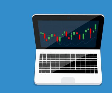 Hisse senedi üzerinde dizüstü vektör iş tasarımı.