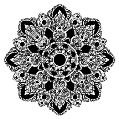 Siyah Tay mandala desen vektör tasarımı.