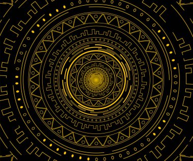 Siyah arkaplanda altın mandala