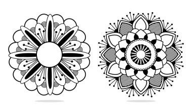 Mandala çiçek çizgi vektör tasarımı