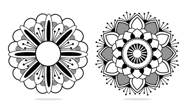 Mandala Çiçek Çizgi Vektör Tasarımı — Stok Vektör