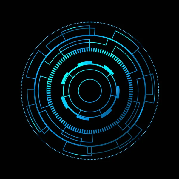 Hud Interfaz Futurista Círculo Azul Sobre Fondo Negro — Archivo Imágenes Vectoriales