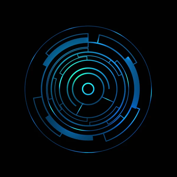 Mavi Daire Fütüristik Hud Siyah Arka Plan Üzerine Arayüz — Stok Vektör