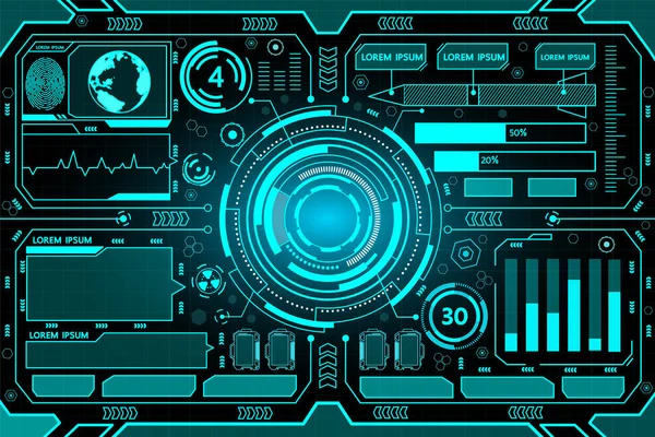 Futuristik bir arayüze hud teknoloji arka plan vektör tasarımı.