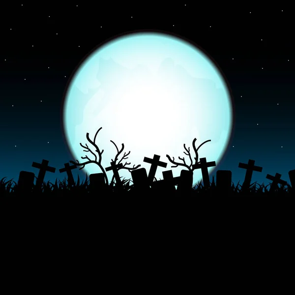 Cemetery Halloween Night — Stock Vector