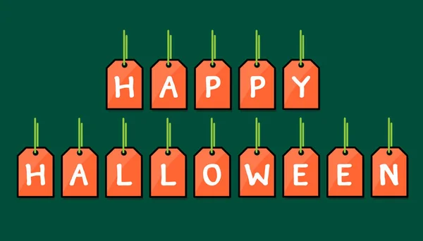 Happy Halloween Tag Zielonym Tle — Wektor stockowy