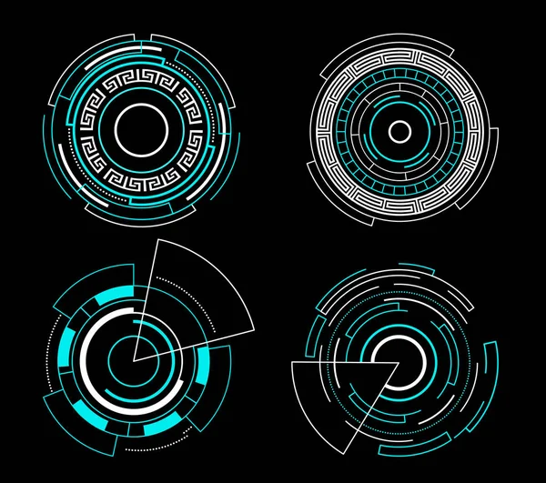 Interfaz Futurista Círculo Azul Hud Set Vector Tecnología Diseño — Archivo Imágenes Vectoriales