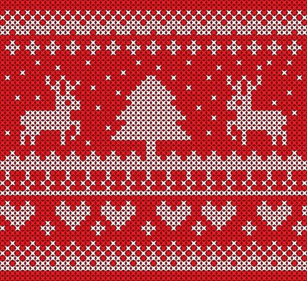 Gebreide Kerstmis Pattern Vector Ontwerp — Stockvector