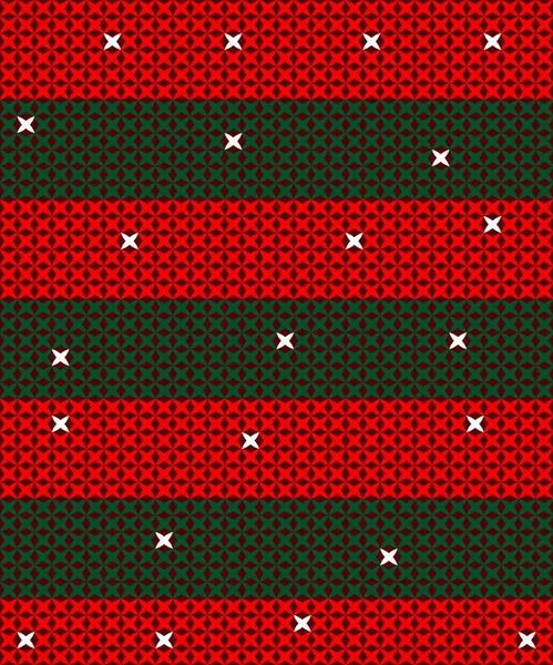 Gebreide Rode Groene Achtergrond Voor Kerstdag — Stockvector