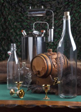 Manufacture of wine, moonshine clipart