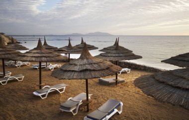 Sahilde saman şemsiyesi