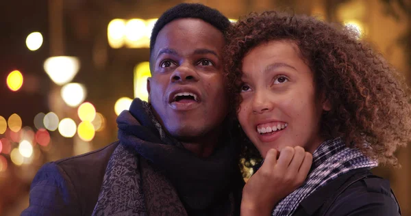 Young Black Couple Have Night Town — Stock Photo, Image