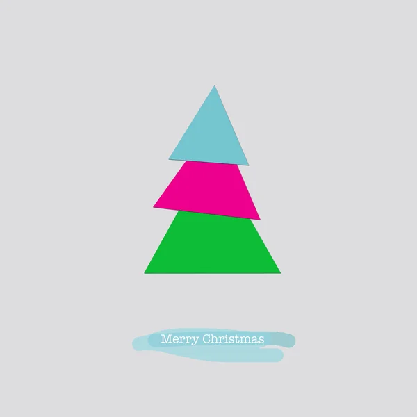 快乐圣诞贺卡与蓝色粉色绿树 — 图库照片