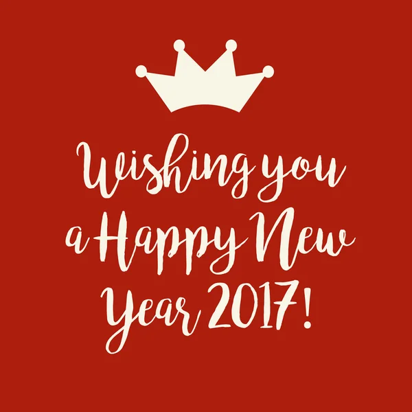 Red Happy New Year 2017 card with a crown — Stock Photo, Image