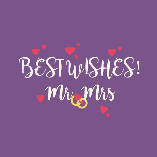 Cute purple wedding Best Wishes Mr Mrs congratulations card with
