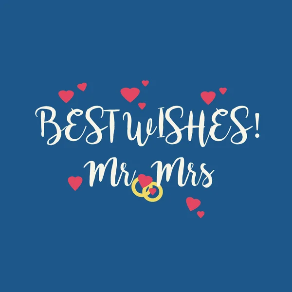 Cute blue wedding Best Wishes Mr Mrs congratulations card with p