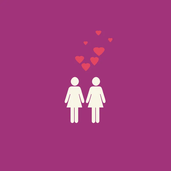 Růžová fialová lesbická srdce grafika — Stock fotografie