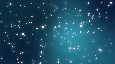 Yanıp sönen beyaz ışık parçacıkları bir mavi deniz mavisi gradyan arka planda hareketli